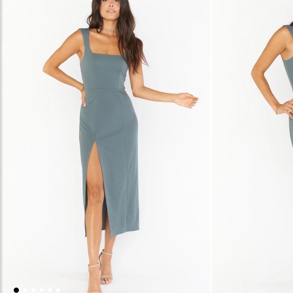 Show me your Mumu brand new with. Tags Eden midi dress in dusty sage stretch - Picture 3 of 10